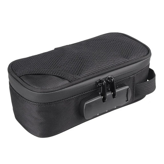 Black lockable travel storage bag for smart glasses